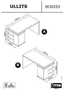 Посібник JYSK Ullits (140x73x69) Письмовий стіл