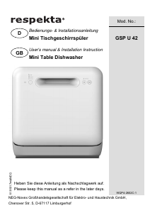 Manual Respekta GSP U 42 Dishwasher