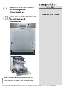 Manual Respekta GSP 60 IBA TiD M Dishwasher
