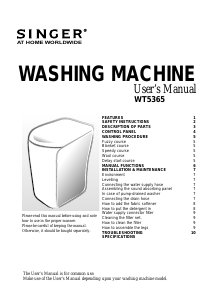 Handleiding Singer WT5365 Wasmachine