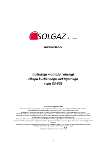 Instrukcja Solgaz OS-60S Okap kuchenny