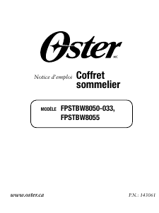 Mode d’emploi Oster FPSTBW8055 Tire-bouchon