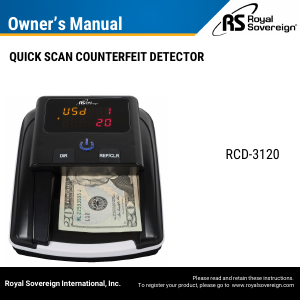 Manual Royal Sovereign RCD-3120 Counterfeit Money Detector