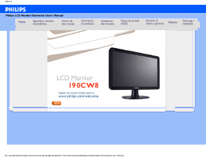 Manual de uso Philips 190CW8FW Monitor de LCD