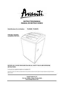 Handleiding Avanti TLW16W Wasmachine