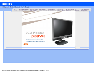 Mode d’emploi Philips 240BW8EB Moniteur LCD