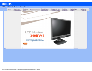 Bruksanvisning Philips 240BW8EB LCD skärm