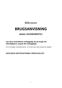 Brugsanvisning Adelberg HGI20ENID0TX1 Mikroovn