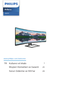 Kullanım kılavuzu Philips 498P9Z Brilliance LED ekran