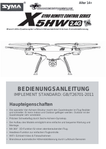 Bedienungsanleitung Syma X5HW Drohne