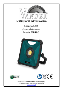 Instrukcja Vander VL800 Lampa