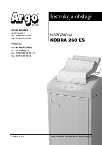 Instrukcja Kobra 260 ES Niszczarka