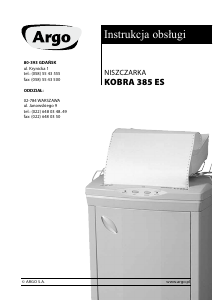 Instrukcja Kobra 385 ES Niszczarka