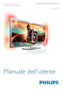 Manuale Philips Cinema 21/9 50PFL7956H LED televisore