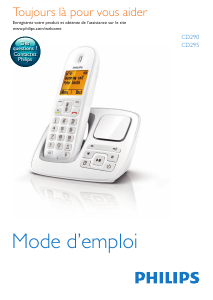 Mode d’emploi Philips CD2901WB Téléphone sans fil