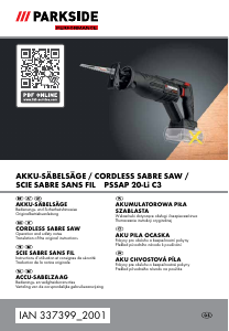 Manual Parkside PSSAP 20-Li C3 Reciprocating Saw