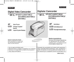Manual Samsung VP-D372WH Camcorder