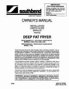 Manual Southbend 18-42 Deep Fryer