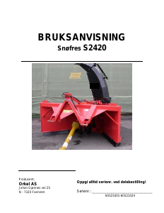 Bruksanvisning Orkel S2420 Snøfreser