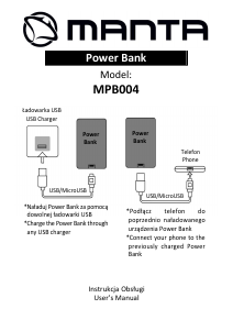 Instrukcja Manta MPB004 Przenośna ładowarka