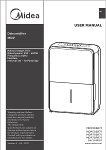 Manual Midea MDP30SR71 Dehumidifier