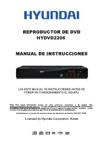 Manual de uso Hyundai HYDVD2206 Reproductor DVD