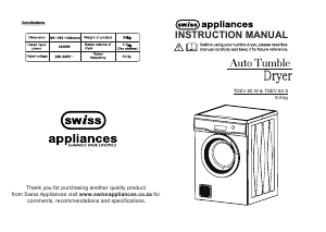 Manual Swiss TDEV 85 S Dryer
