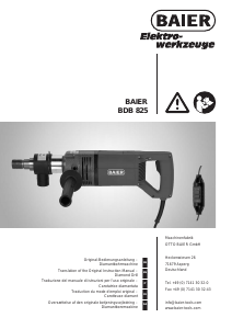 Brugsanvisning Baier BDB 825 Diamantboremaskine