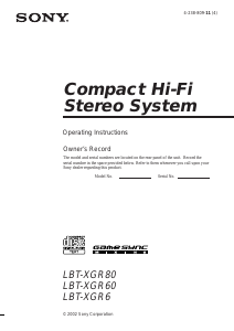 Handleiding Sony LBT-XGR6 Stereoset