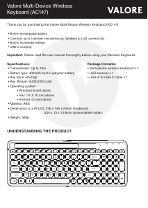 Manual Valore AC147 Keyboard