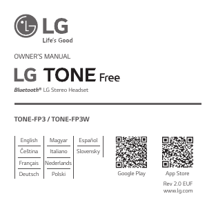 Handleiding LG TONE-FP3 Koptelefoon