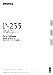 Mode d’emploi Yamaha P-255 Piano numérique