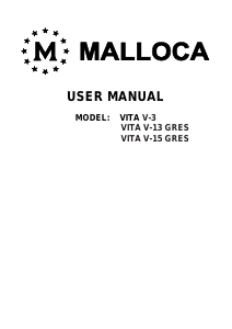 Manual Malloca VITA V-3 Cooker Hood