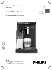 Manual de uso Philips HD8847 Máquina de café
