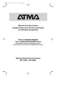Manual de uso Atma BC7200E Báscula de cocina