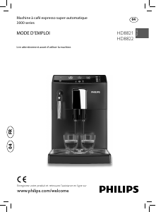 Mode d’emploi Philips HD8821 Machine à expresso