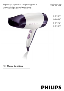 Manual Philips HP4960 Uscător de păr
