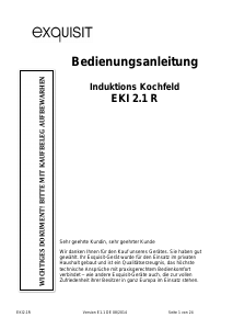 Bedienungsanleitung Exquisit EKI 2.1 R Kochfeld