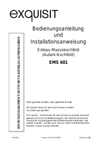Bedienungsanleitung Exquisit EMS 601 Kochfeld
