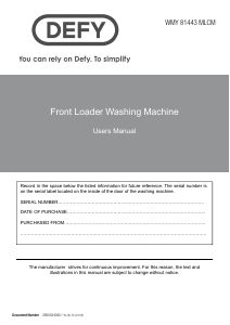 Handleiding Defy WMY 81443 MLCM Wasmachine