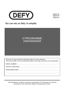 Handleiding Defy DDW 175 Vaatwasser