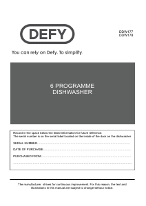 Handleiding Defy DDW 177 Vaatwasser