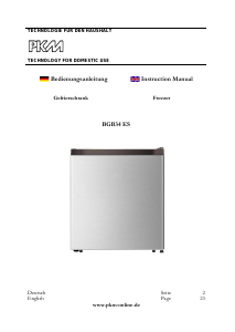 Handleiding PKM BGB34 ES Vriezer