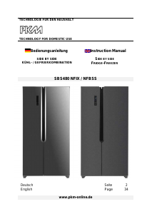 Handleiding PKM SBS480 NFIX Koel-vries combinatie