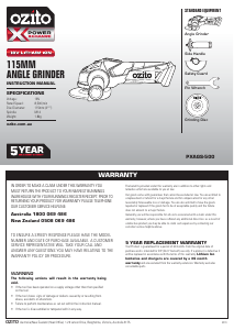 Manual Ozito PX6PAK-650 Angle Grinder