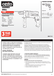 Manual Ozito HDR-7113 Impact Drill