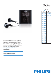 Bedienungsanleitung Philips SA1922 GoGear Mp3 player