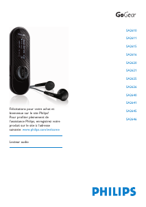 Mode d’emploi Philips SA2625 GoGear Lecteur Mp3
