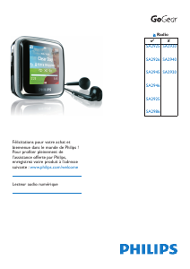 Mode d’emploi Philips SA2945 GoGear Lecteur Mp3