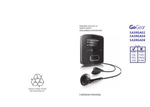 Rokasgrāmata Philips SA3RGA02KN GoGear Mp3 atskaņotājs